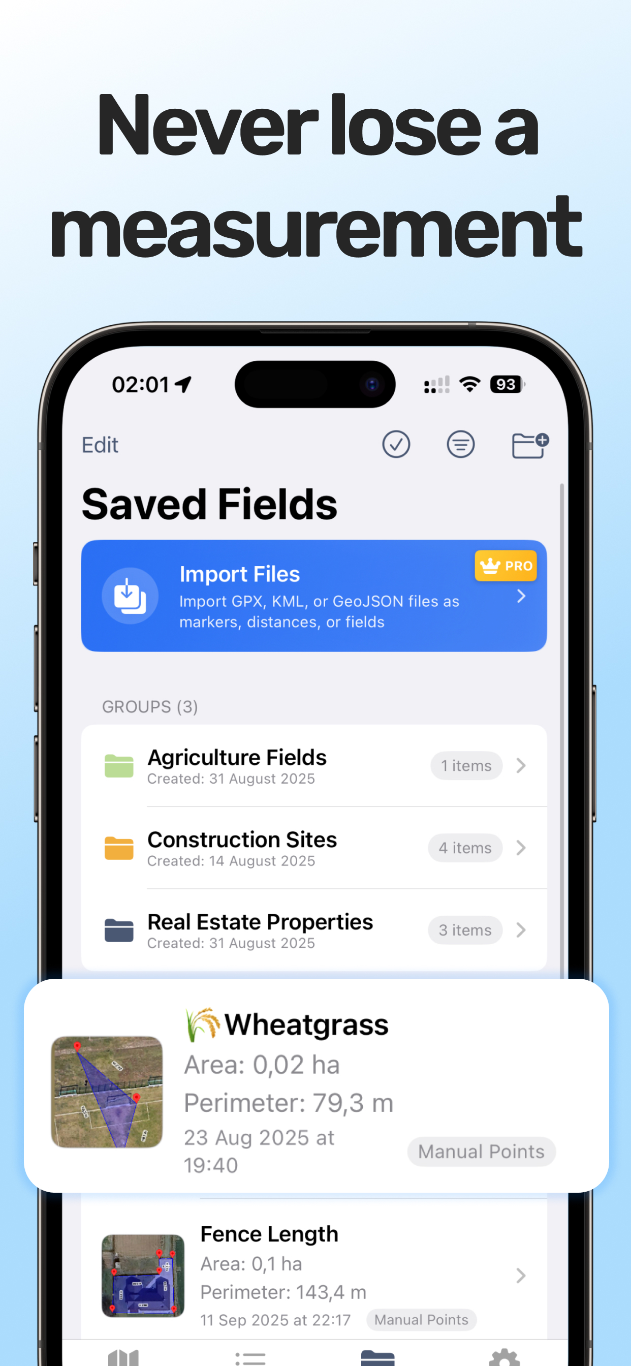 Saved fields organization in folders